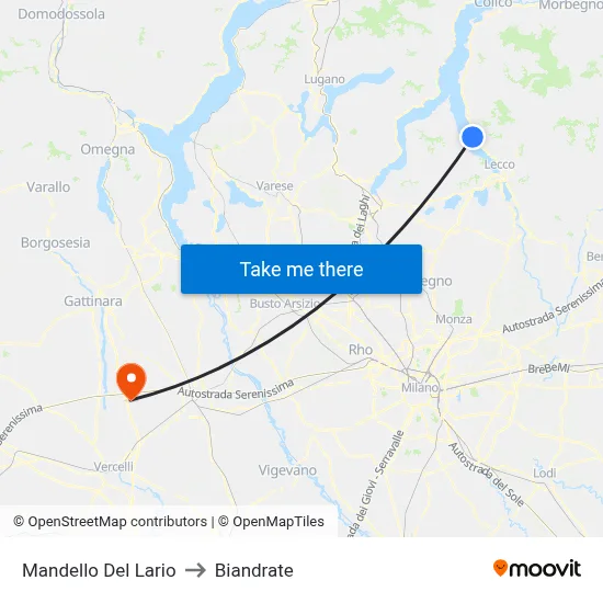 Mandello Del Lario to Biandrate map