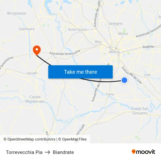Torrevecchia Pia to Biandrate map