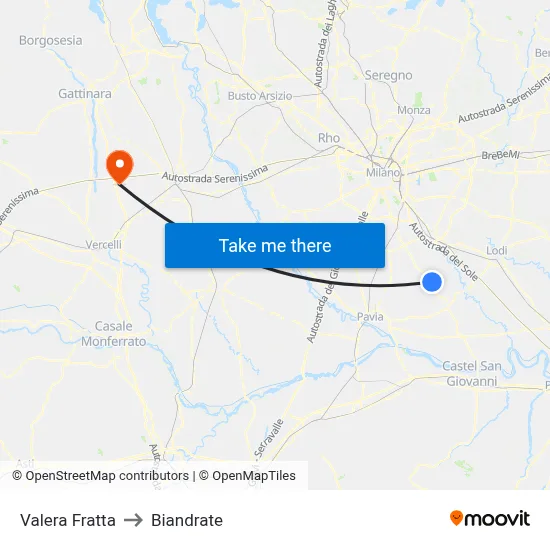 Valera Fratta to Biandrate map
