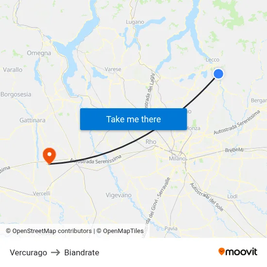 Vercurago to Biandrate map