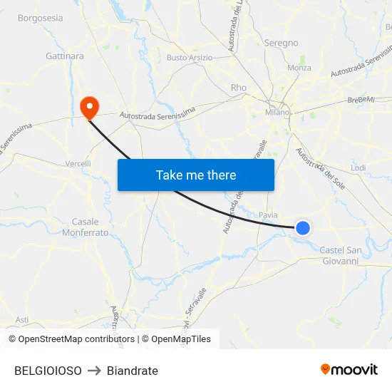 Belgioioso to Biandrate map