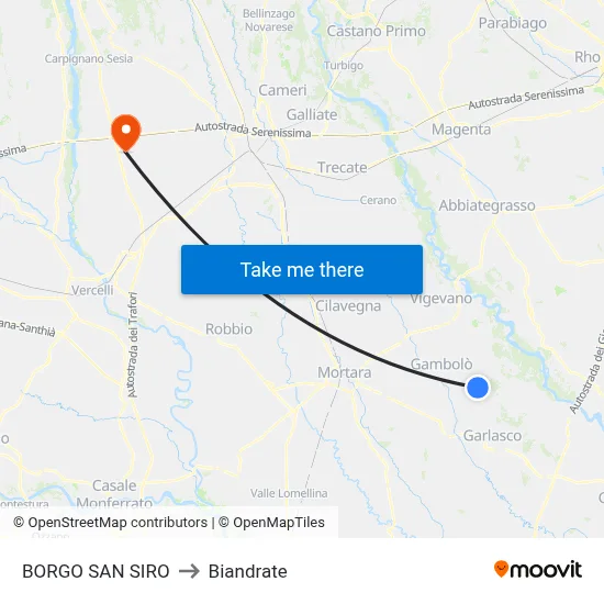 Borgo San Siro to Biandrate map