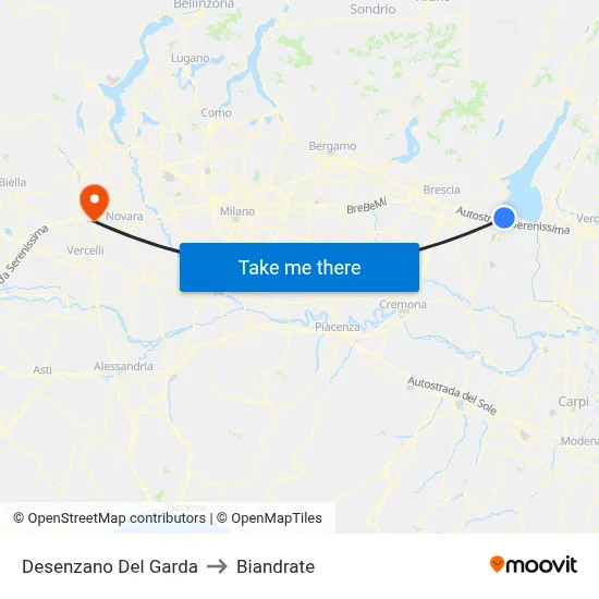 Desenzano del Garda to Biandrate map