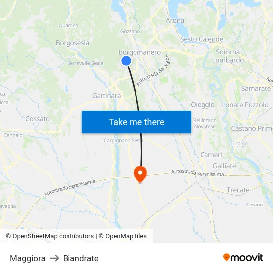 Maggiora to Biandrate map