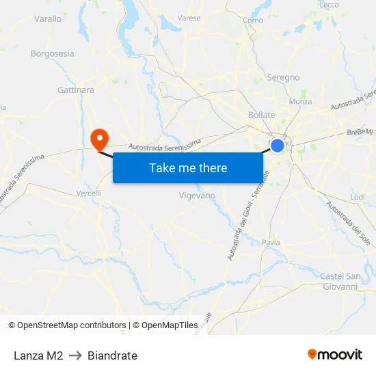 Lanza M2 to Biandrate map