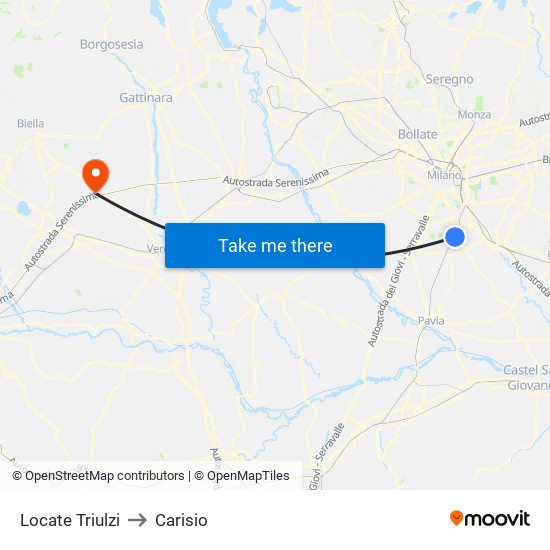 Locate Triulzi to Carisio map