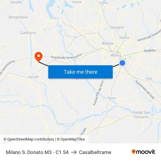 Milano S. Donato M3 - C1 S4 to Casalbeltrame map