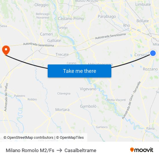 Milano Romolo M2/Fs to Casalbeltrame map