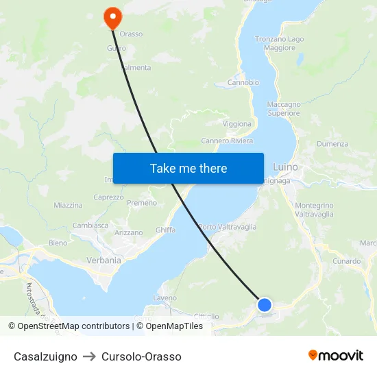 Casalzuigno to Cursolo-Orasso map