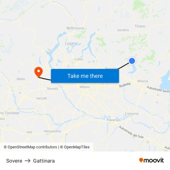 Sovere to Gattinara map