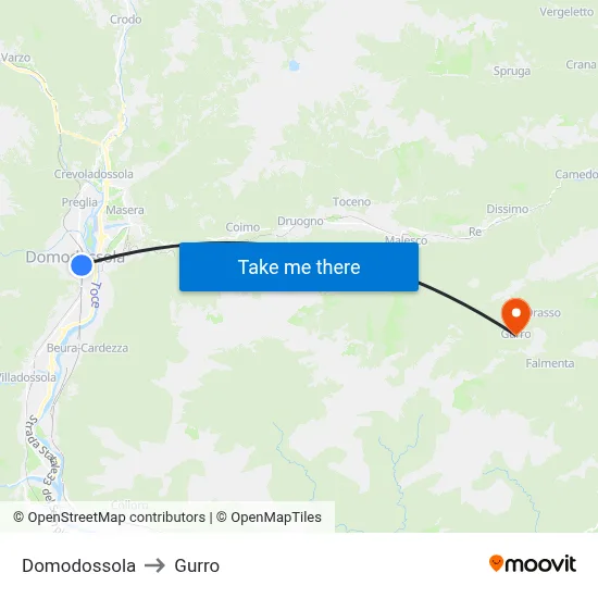 Domodossola to Gurro map