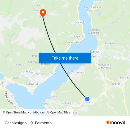 Casalzuigno to Falmenta map