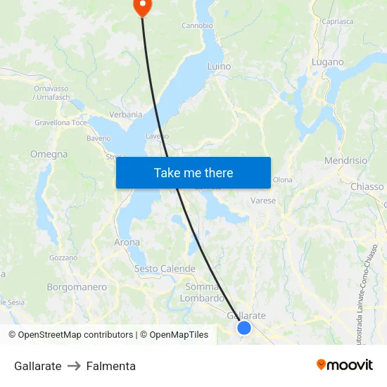 Gallarate to Falmenta map