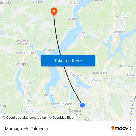 Mornago to Falmenta map