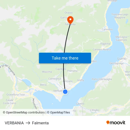 Verbania to Falmenta map