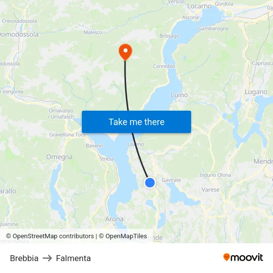 Brebbia to Falmenta map