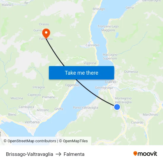 Brissago-Valtravaglia to Falmenta map
