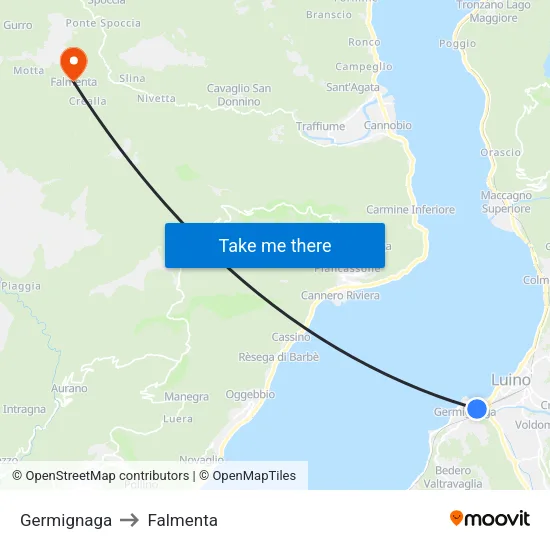 Germignaga to Falmenta map