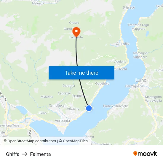 Ghiffa to Falmenta map