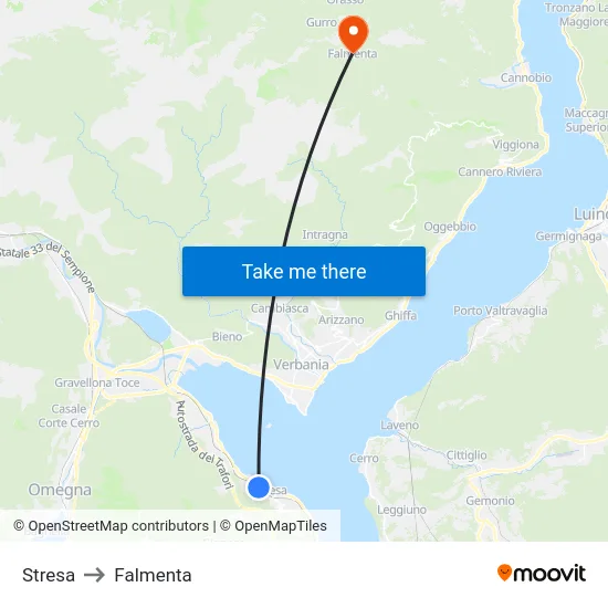 Stresa to Falmenta map