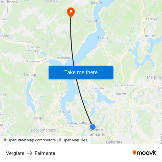 Vergiate to Falmenta map