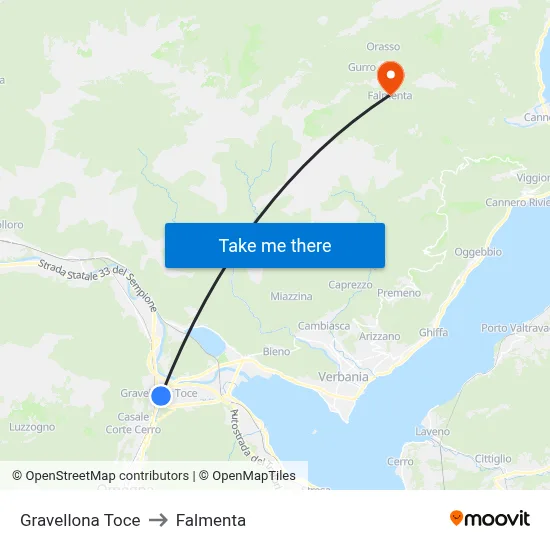 Gravellona Toce to Falmenta map