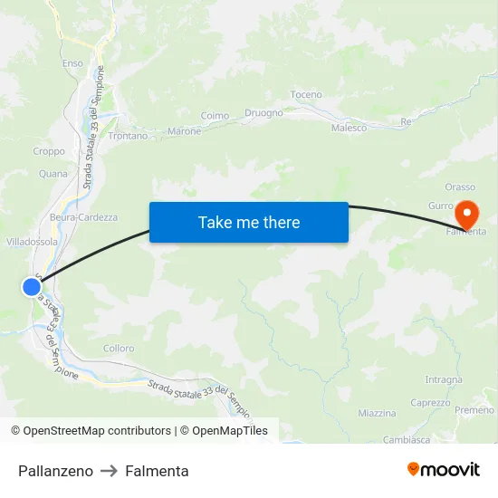 Pallanzeno to Falmenta map
