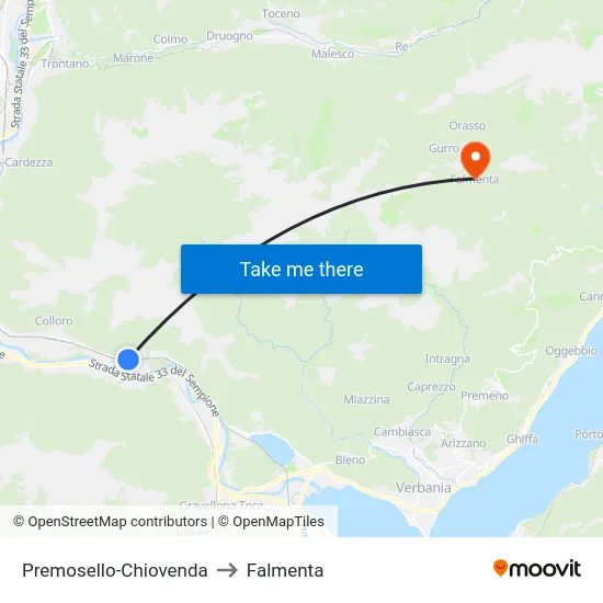 Premosello-Chiovenda to Falmenta map