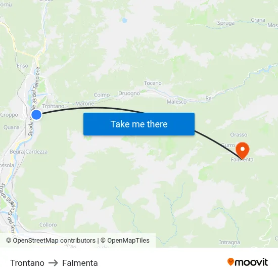 Trontano to Falmenta map