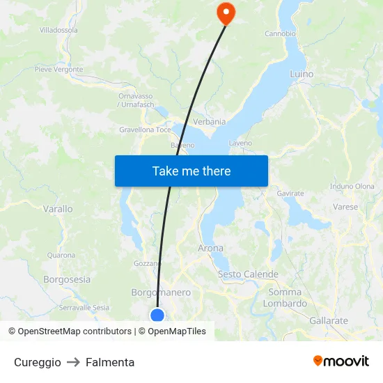 Cureggio to Falmenta map