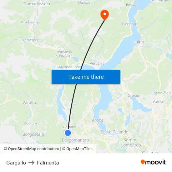 Gargallo to Falmenta map