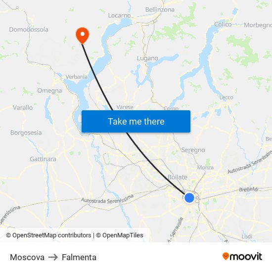 Moscova to Falmenta map