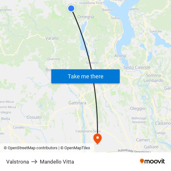 Valstrona to Mandello Vitta map