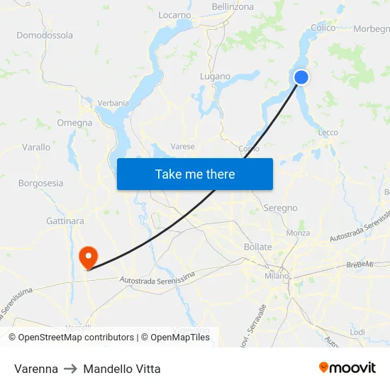 Varenna to Mandello Vitta map