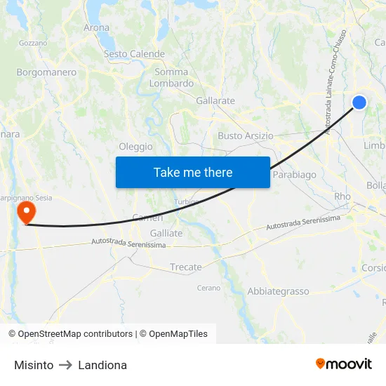 Misinto to Landiona map