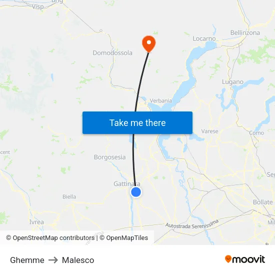 Ghemme to Malesco map