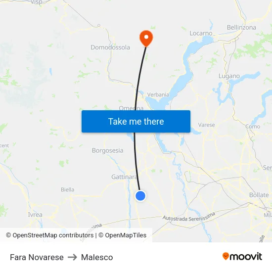 Fara Novarese to Malesco map