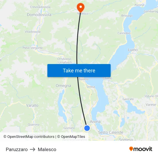 Paruzzaro to Malesco map