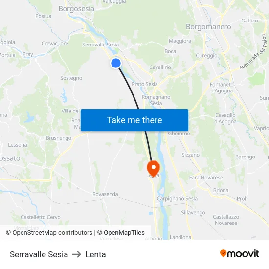 Serravalle Sesia to Lenta map