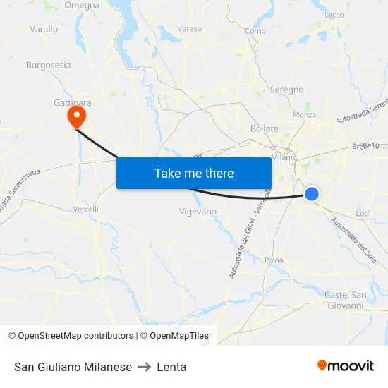 San Giuliano Milanese to Lenta map