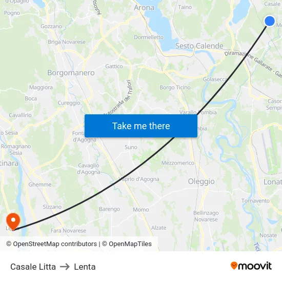 Casale Litta to Lenta map