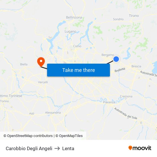 Carobbio Degli Angeli to Lenta map