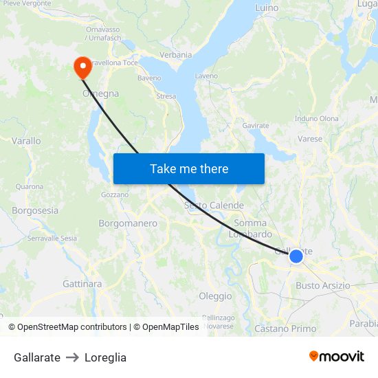 Gallarate to Loreglia map