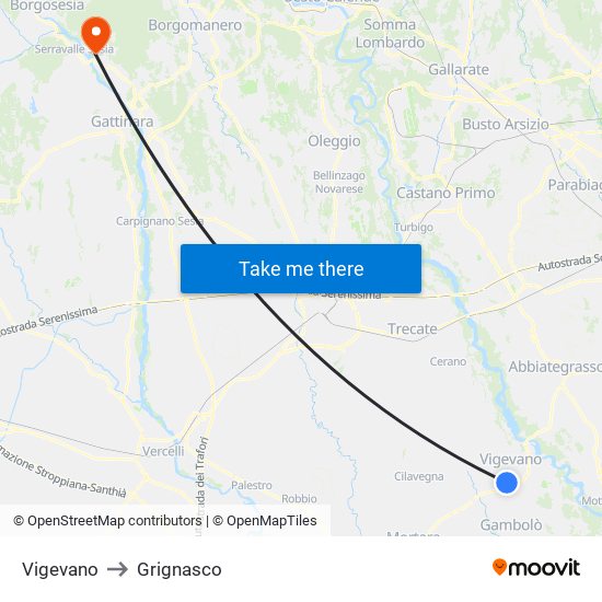 Vigevano to Grignasco map