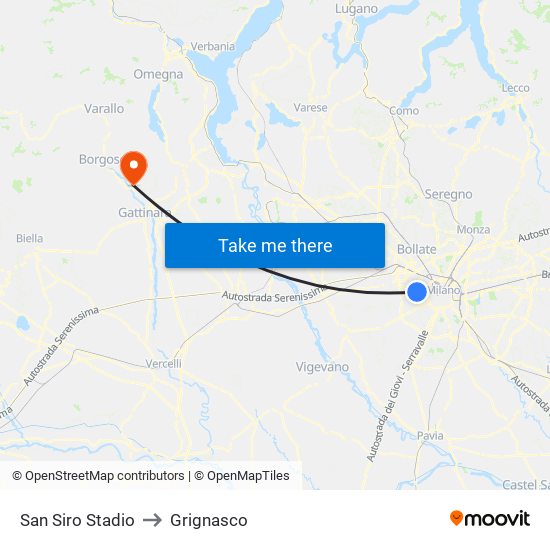 San Siro Stadio to Grignasco map