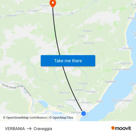 VERBANIA to Craveggia map