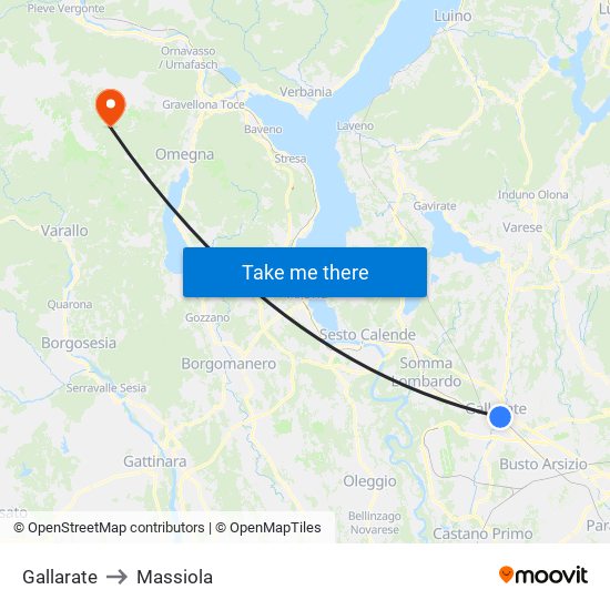 Gallarate to Massiola map