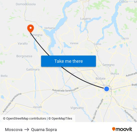 Moscova to Quarna Sopra map