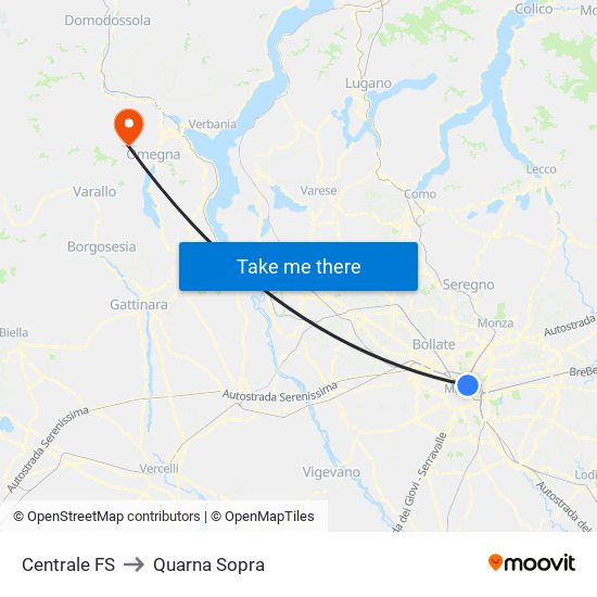 Centrale FS to Quarna Sopra map