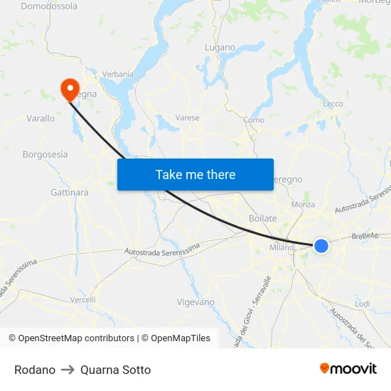 Rodano to Quarna Sotto map